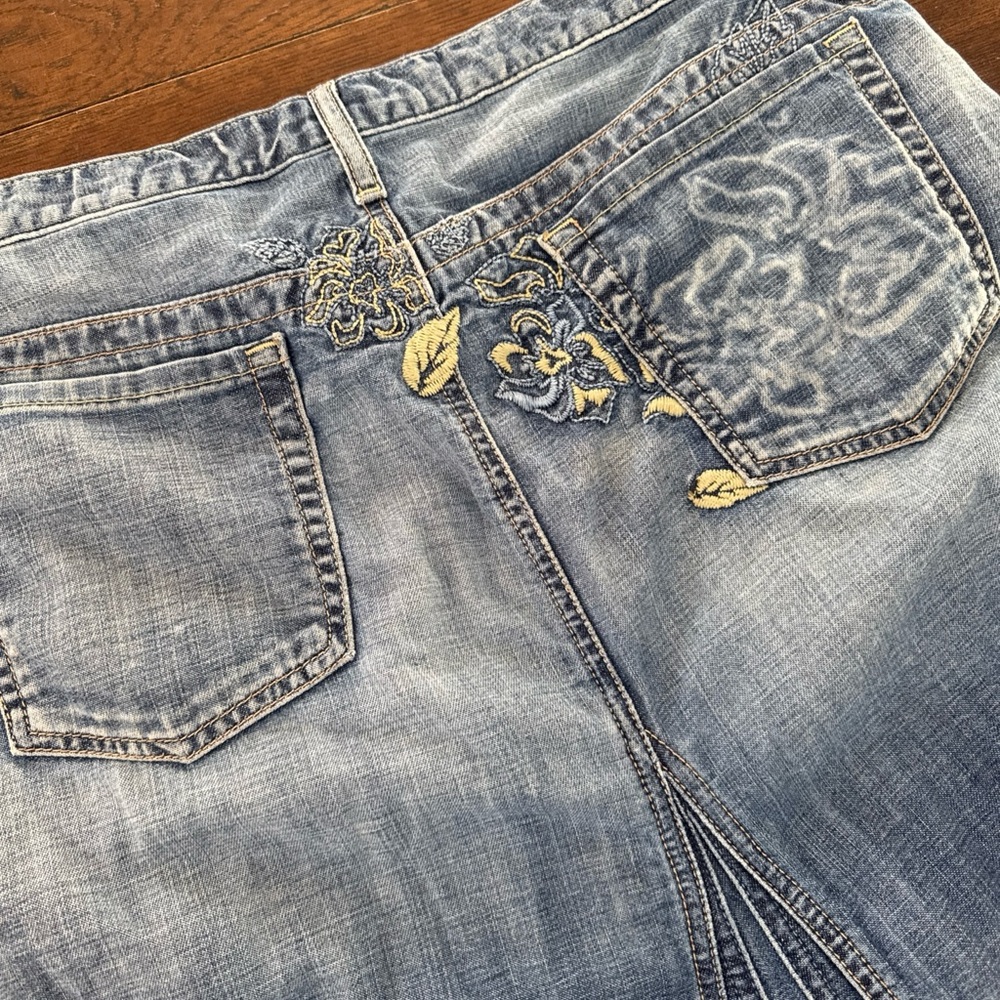 Embroidered Guess Denim Skirt Maxi